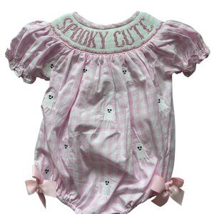 Hand Smocked Spooky Cute Girls Ghost Bubble | The Sage Smocking Company
